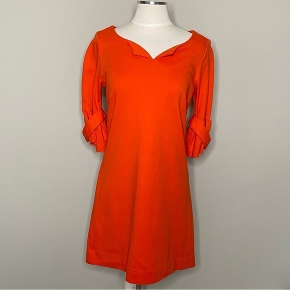 Elizabeth McKay Ruffle Sleeve Split Neckline Shift Dress, size 6 - Picture 1 of 10